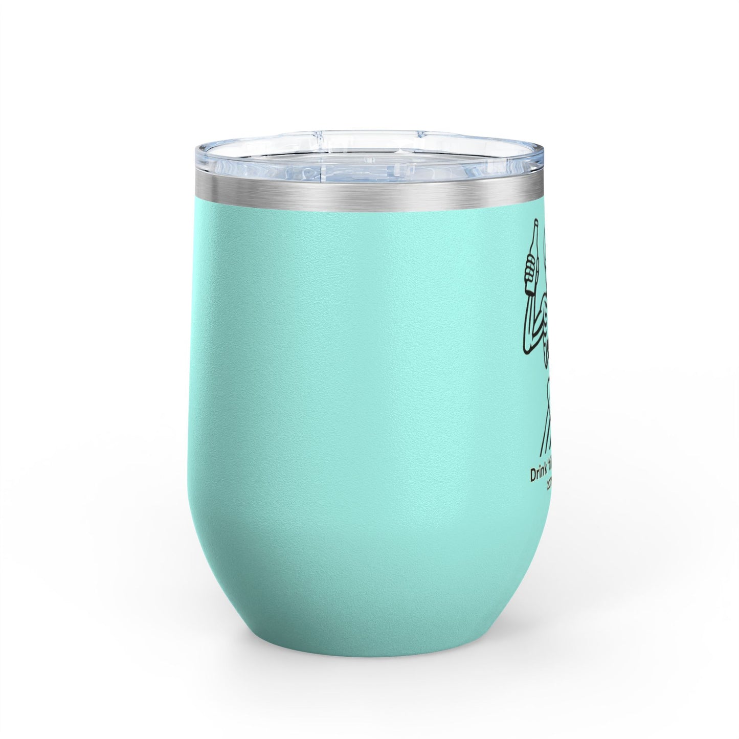 Fun Skeleton Wine Tumbler, 12oz - Drink 'til You See 207 - Perfect for Halloween Parties, Wine Lovers, Gifts for Friends, Unique Drinkware