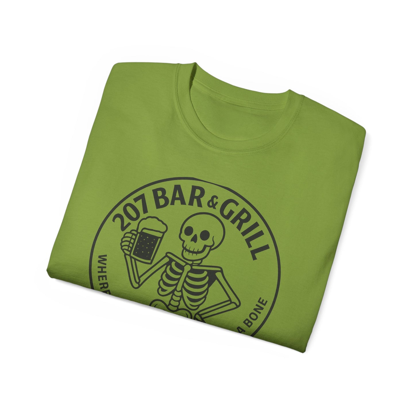 Skeleton Bar & Grill Tee, Fun Unisex Cotton T-Shirt for Halloween, Party Wear, Gift Idea, Casual Outfit