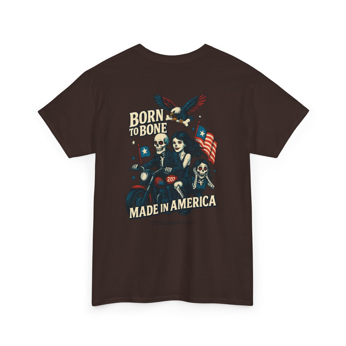 Patriotic Graphic Tee - Born to Bone, Unisex Heavy Cotton T-Shirt, Perfect for BBQs, Independence Day, and Casual Outings