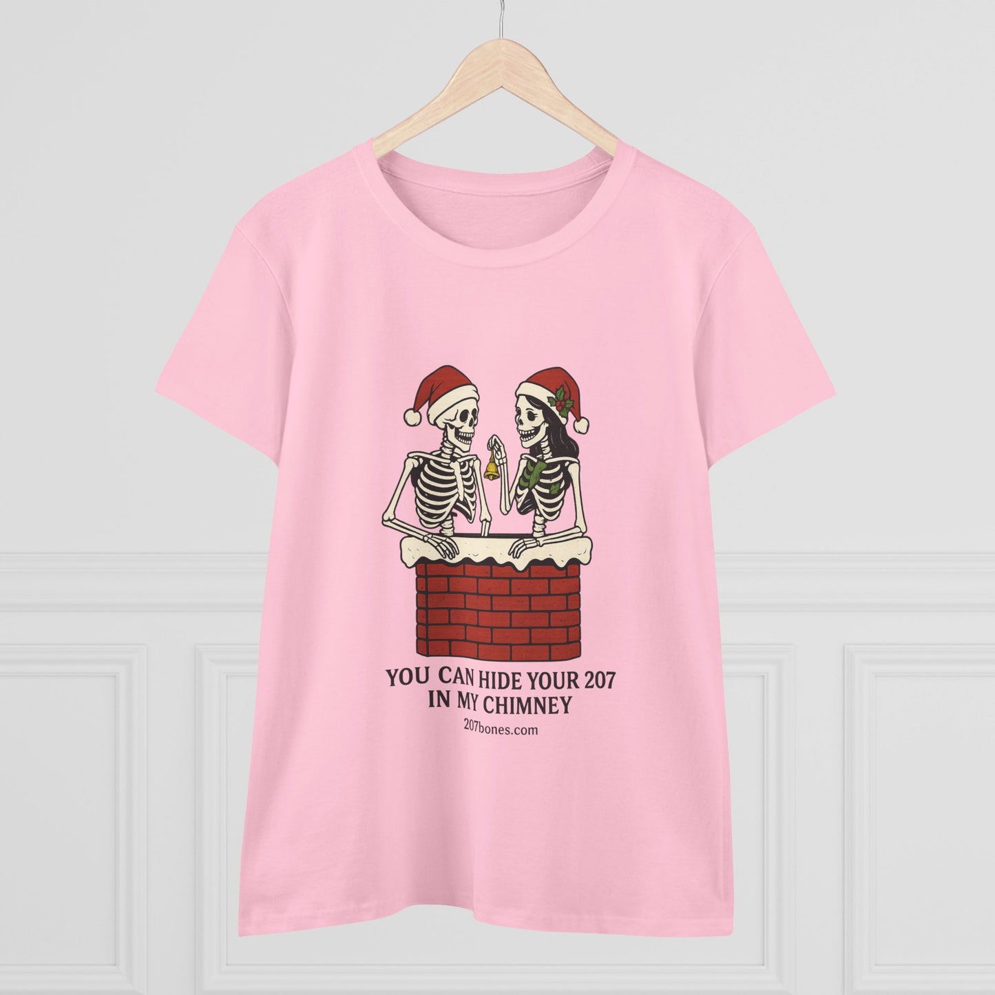 Funny Skeleton Christmas Tee, Holiday Graphic Shirt, Skeleton Shirt, Women's Christmas Top, Quirky Festive Apparel