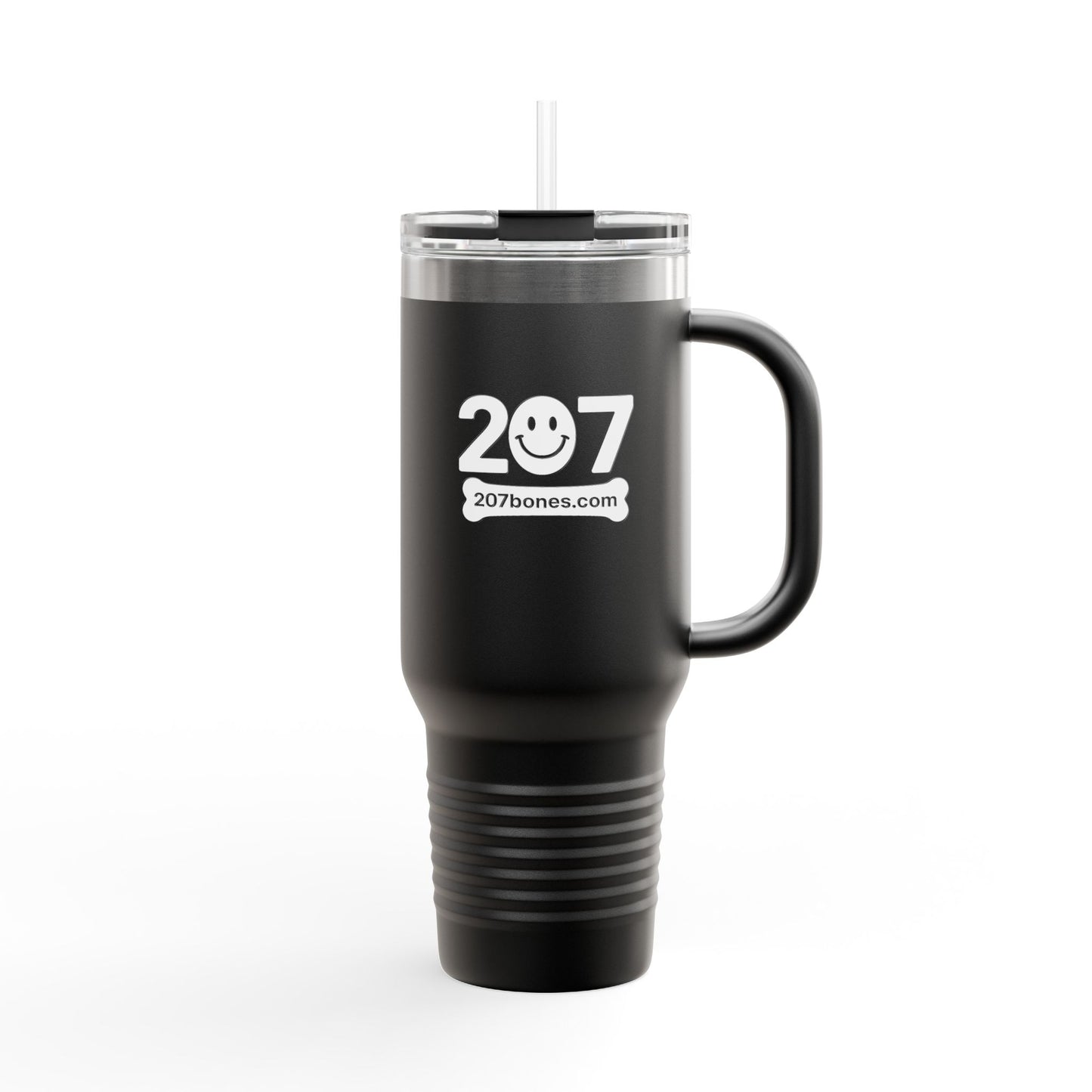 207 Bones Smile - Black Insulated Travel Mug - 40oz, Perfect for Coffee Lovers