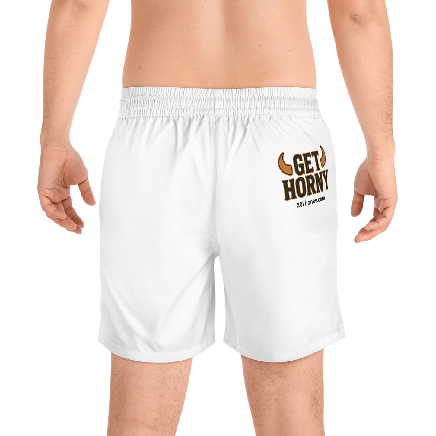 Get Horny Men's Swim Shorts, Funny Beachwear, Summer Shorts, Gifts for Him, Pool Party Swimwear
