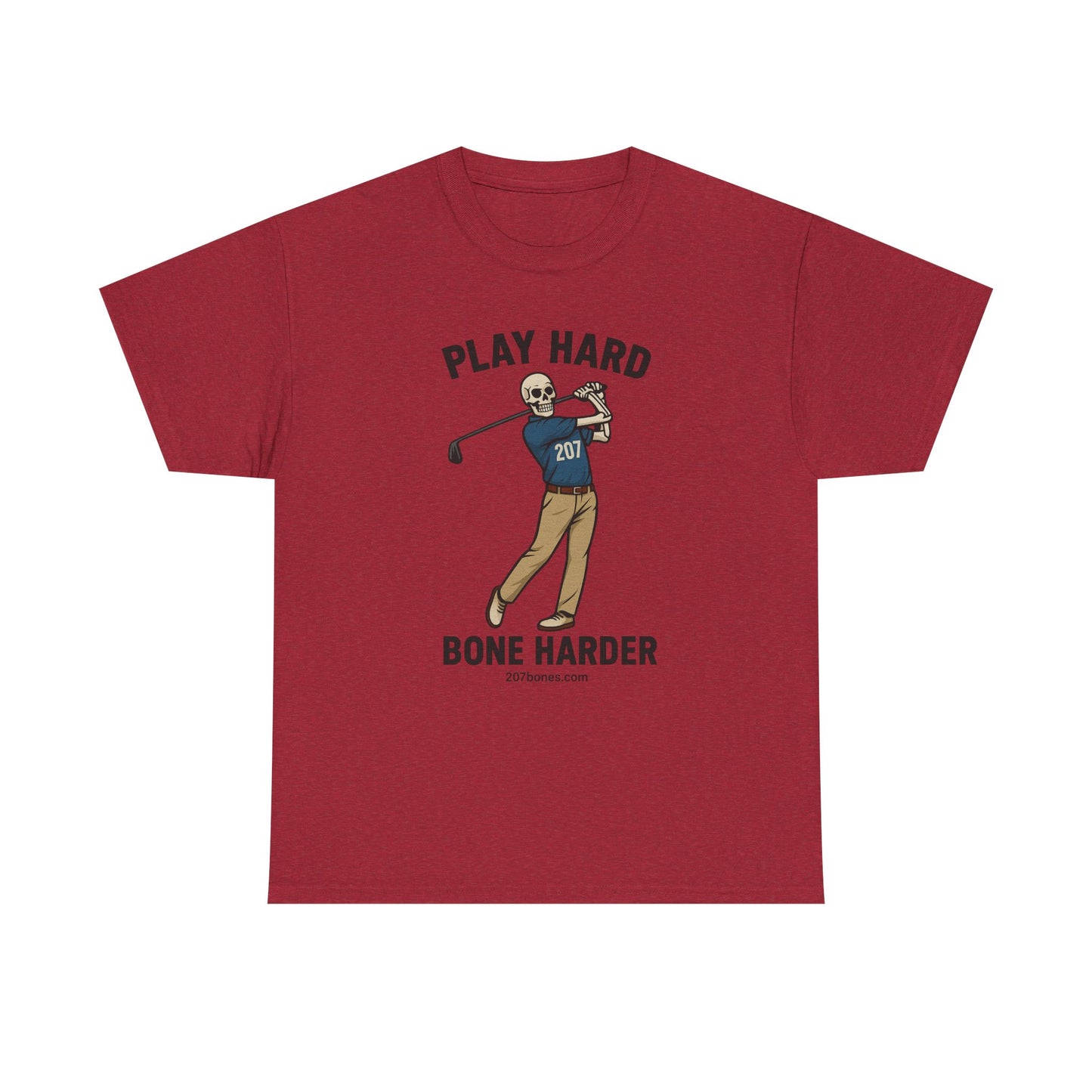 Play Hard Bone Harder Unisex Tee, Funny Golf Shirt, Sports T-Shirt, Gift for Golf Lovers, Casual Wear, Birthday Gift
