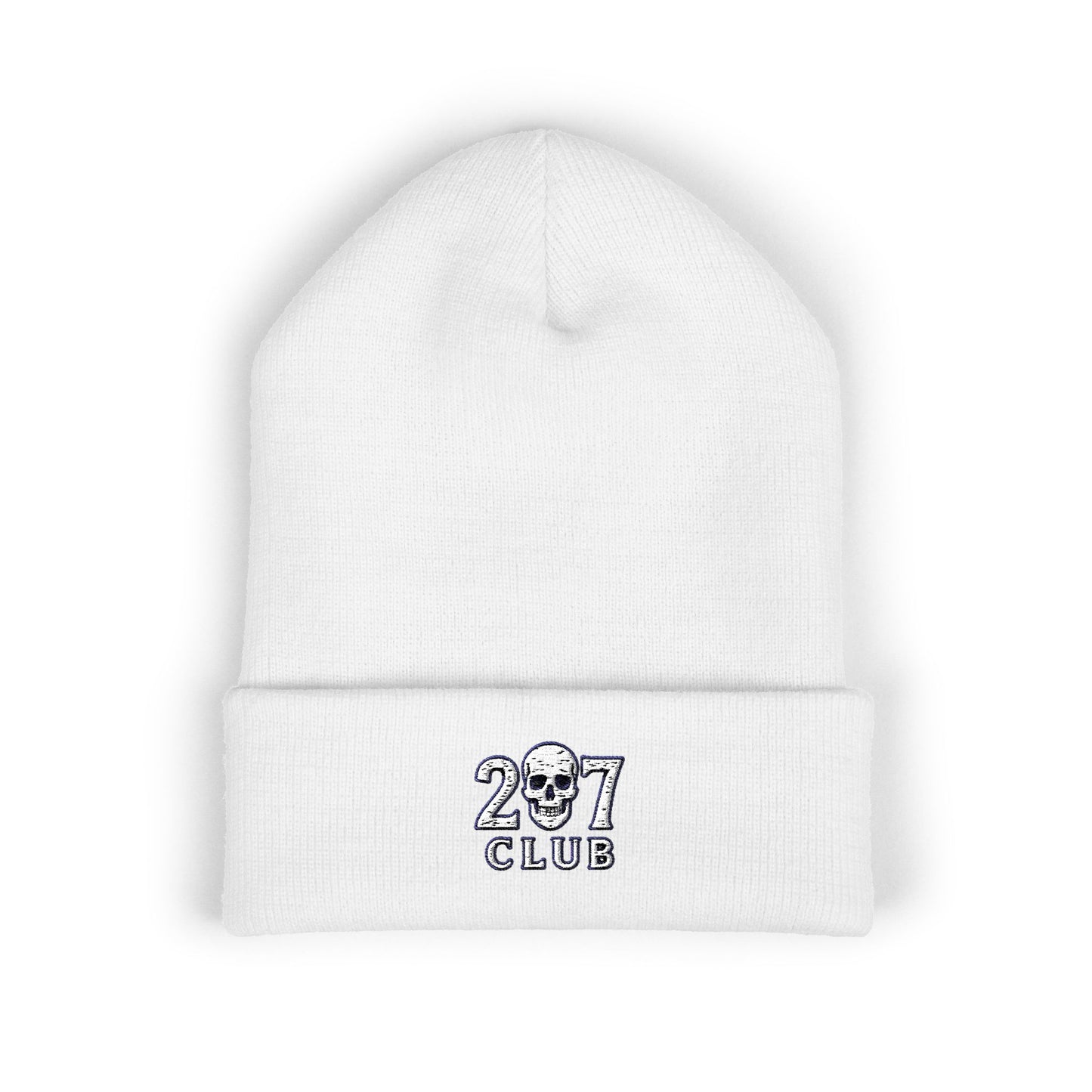 Classic Cuffed Beanie with 207 Skull Club Embroidery, Winter Hat, Gift for Him/Her, Streetwear Accessory, Unisex Beanie