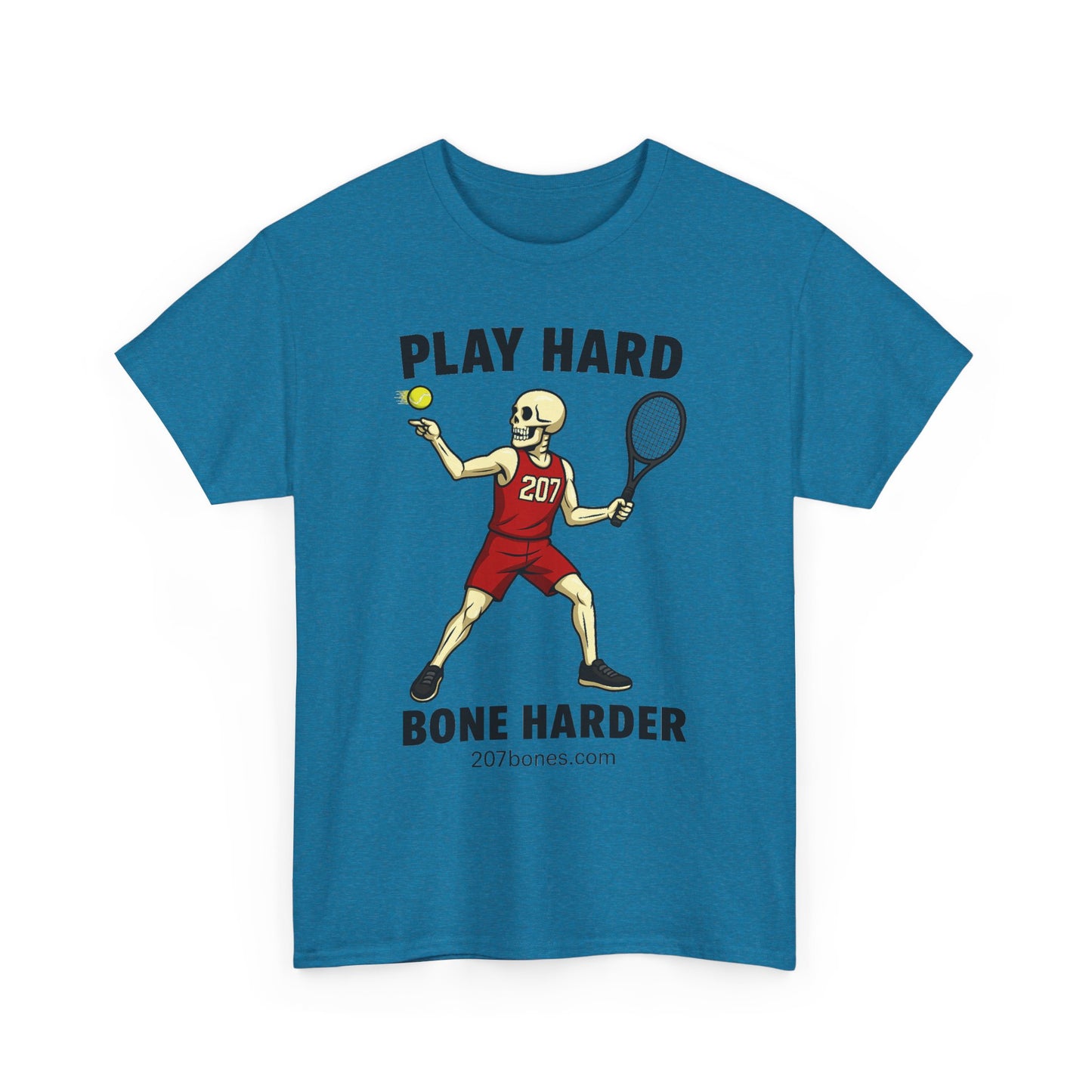 Play Hard Bone Harder Unisex Heavy Cotton Tee, Funny Sports Tee, Playful Gift for Athletes, Summer Casual Wear, Unique Workout Shirt
