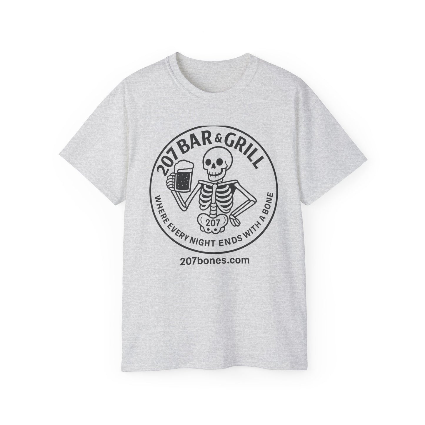 Skeleton Bar & Grill Tee, Fun Unisex Cotton T-Shirt for Halloween, Party Wear, Gift Idea, Casual Outfit