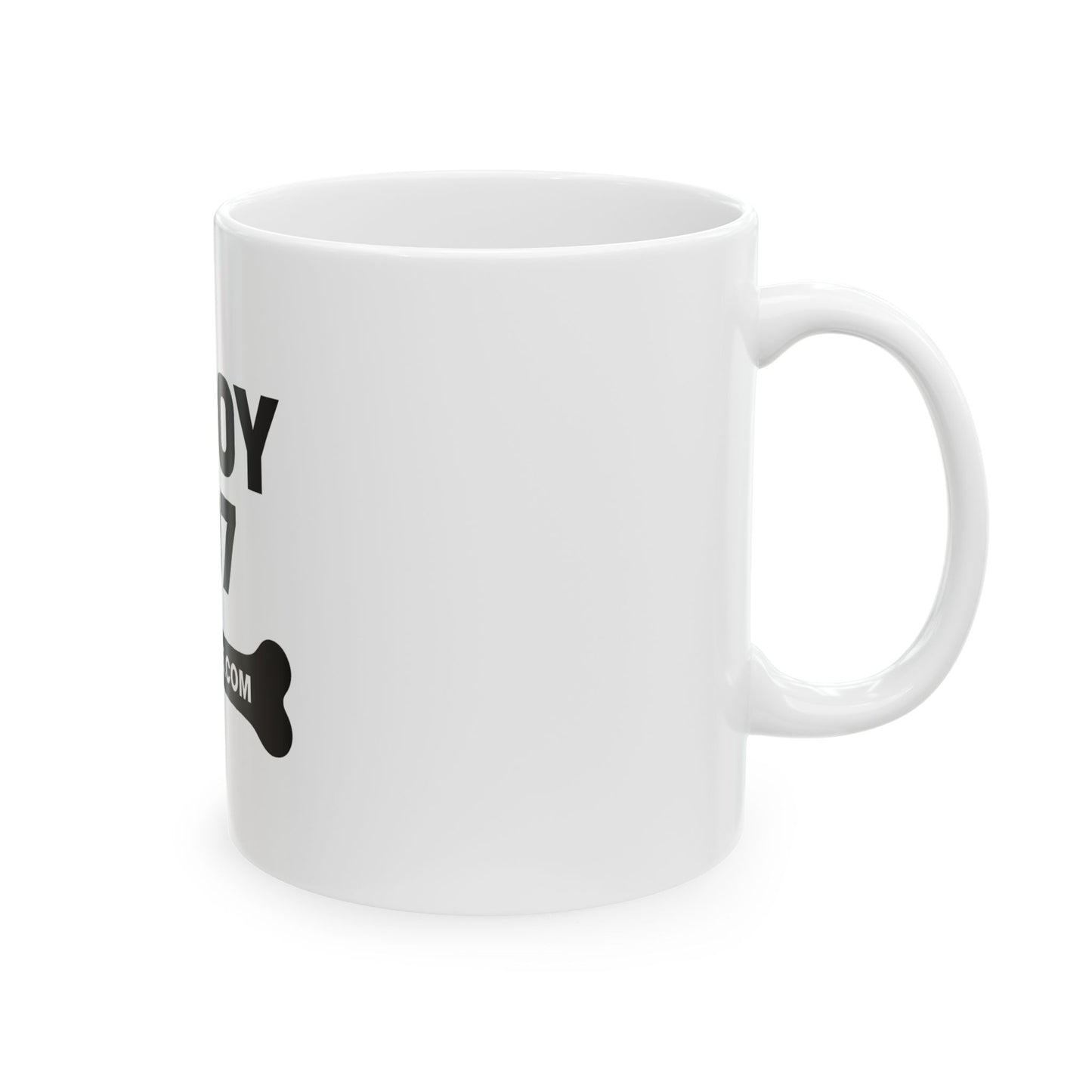 Enjoy 207 Ceramic Mug with Bone Design, Dog Lover Gift, Fun Coffee Cup, Pet Owner Accessories, Personalized Drinkware