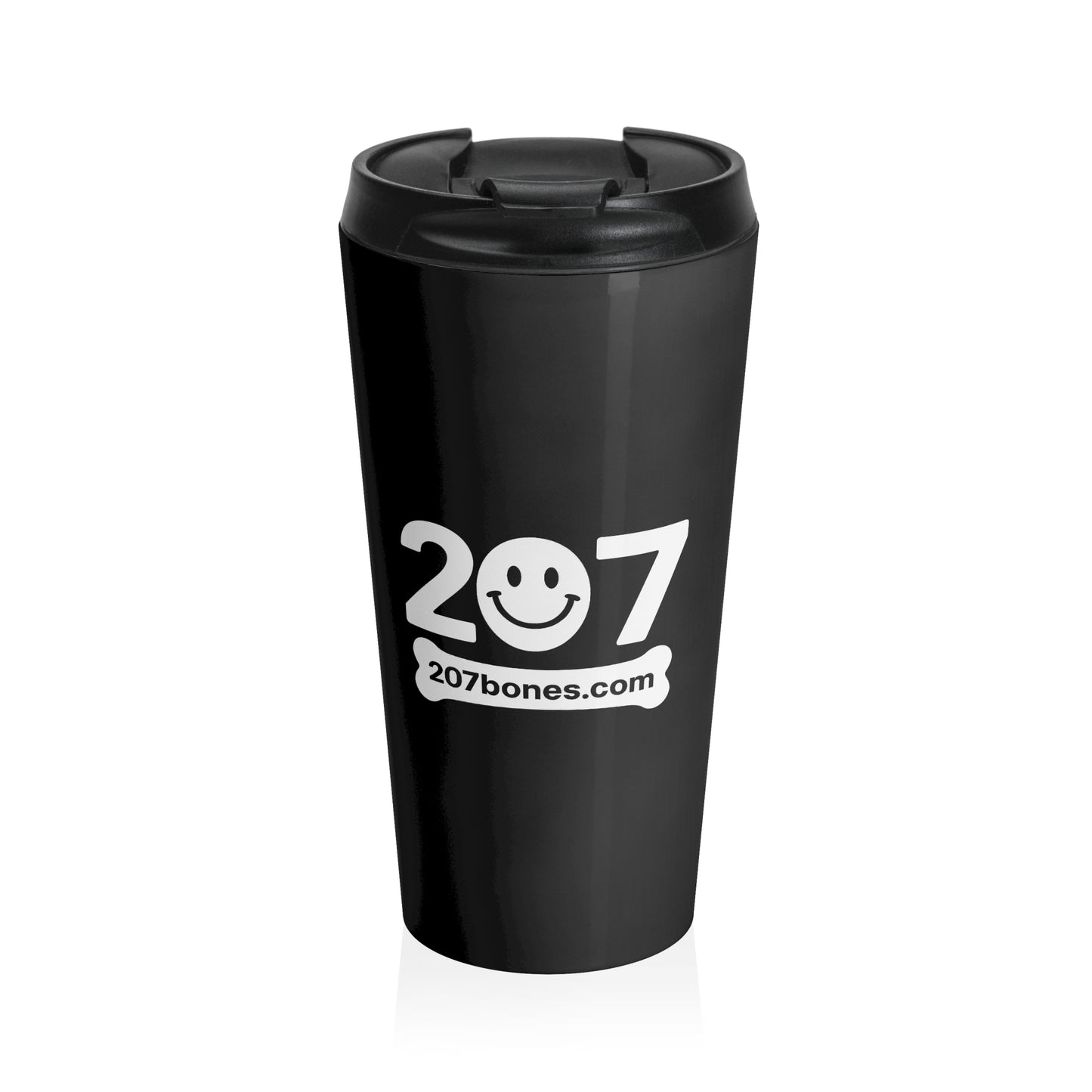 207 Bones Smile Black Stainless Steel Travel Mug