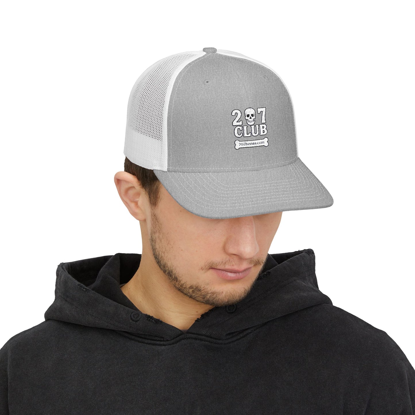 Skull Club Snapback Cap, Trendy Trucker Hat, Outdoor Adventure Gear, Casual Streetwear, Gothic Style Accessory