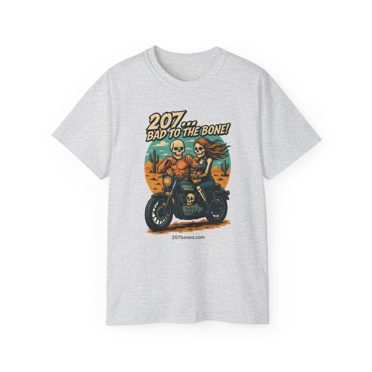 Bad to the Bone Unisex Cotton Tee, Vintage Motorcycle Shirt, Biker Gift, Skull Art Tee, Casual Wear, Unisex Graphic T-Shirt