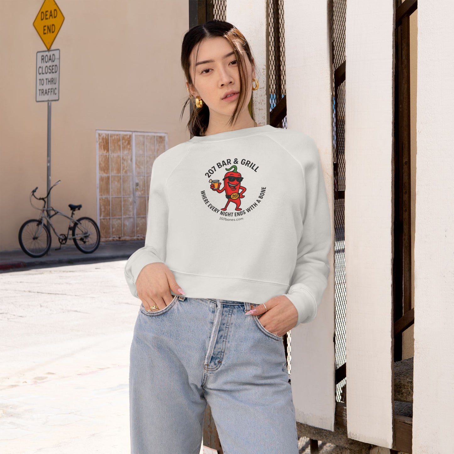 Cute Fleece Pullover, Women's Cropped Sweatshirt, Cozy Casual Top, Fun Bar & Grill Merch, Perfect Gift for Foodies, Trendy Winter Style