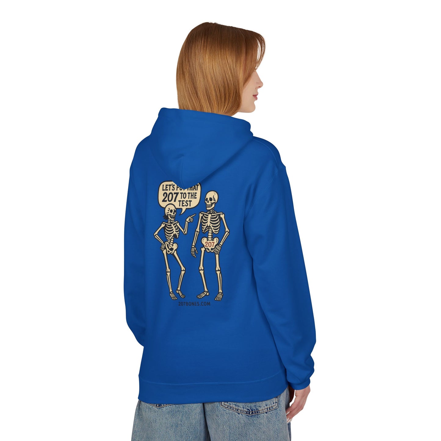 Whimsical Skeleton Humor Hoodie, Trendy Unisex Fleece Sweater for Halloween, Cozy Casual Wear, Perfect Gift for Friends, Fun Everyday Style