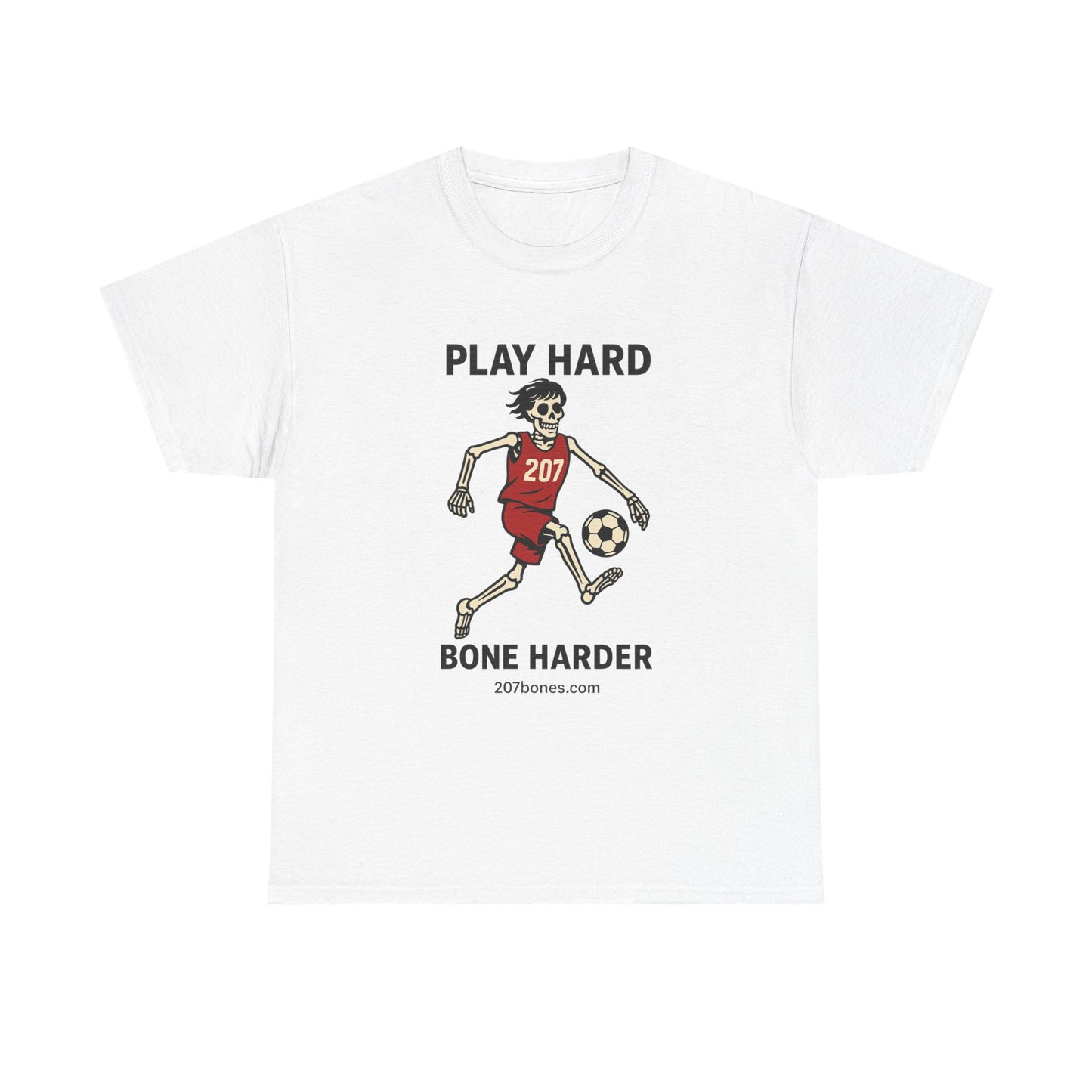 Play Hard Bone Harder Unisex Tee, Fun Sports T-Shirt, Casual Athletic Wear, Gift for Soccer Fans, Youth & Adult