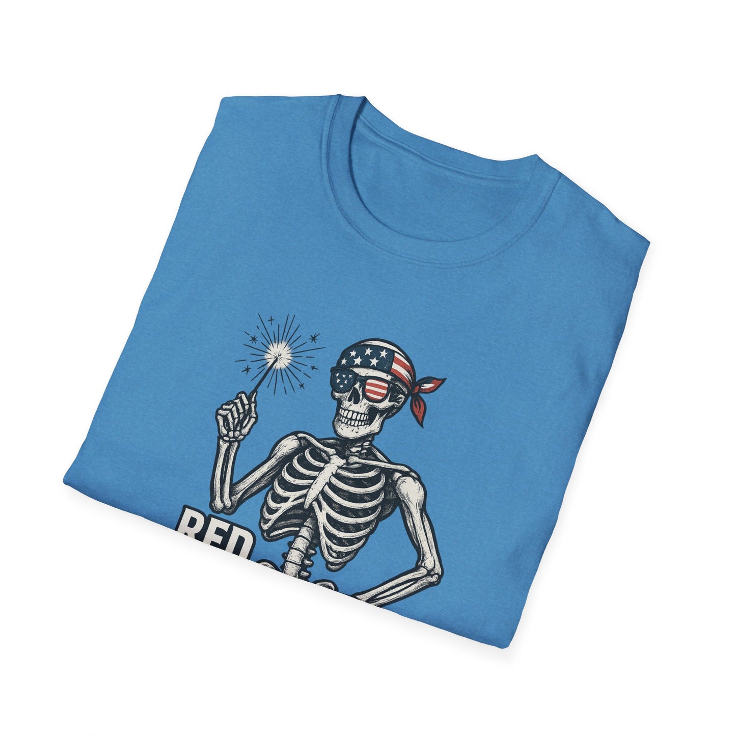 Patriotic Skeleton T-Shirt, Red White and Bone Shirt, Unisex Halloween Tee, Independence Day Gift, Fun Casual Apparel