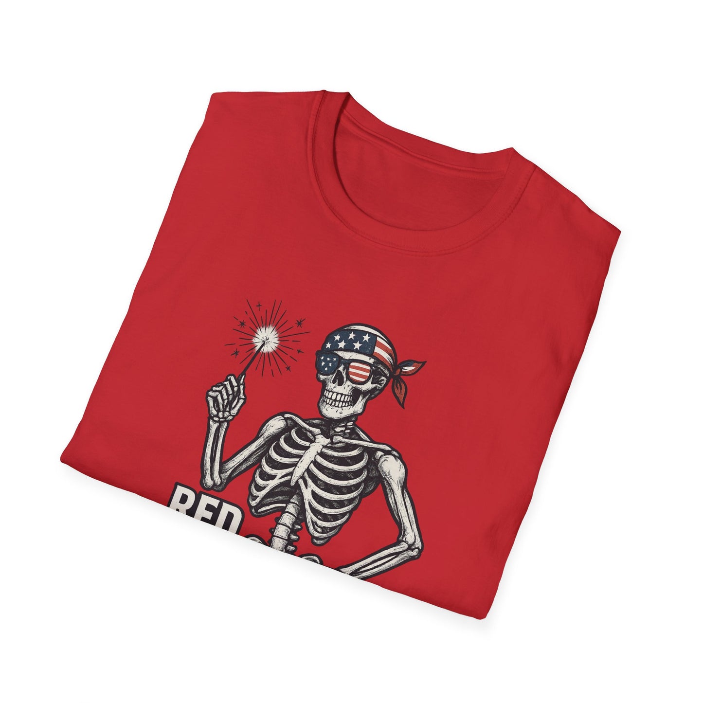 Patriotic Skeleton T-Shirt, Red White and Bone Shirt, Unisex Halloween Tee, Independence Day Gift, Fun Casual Apparel