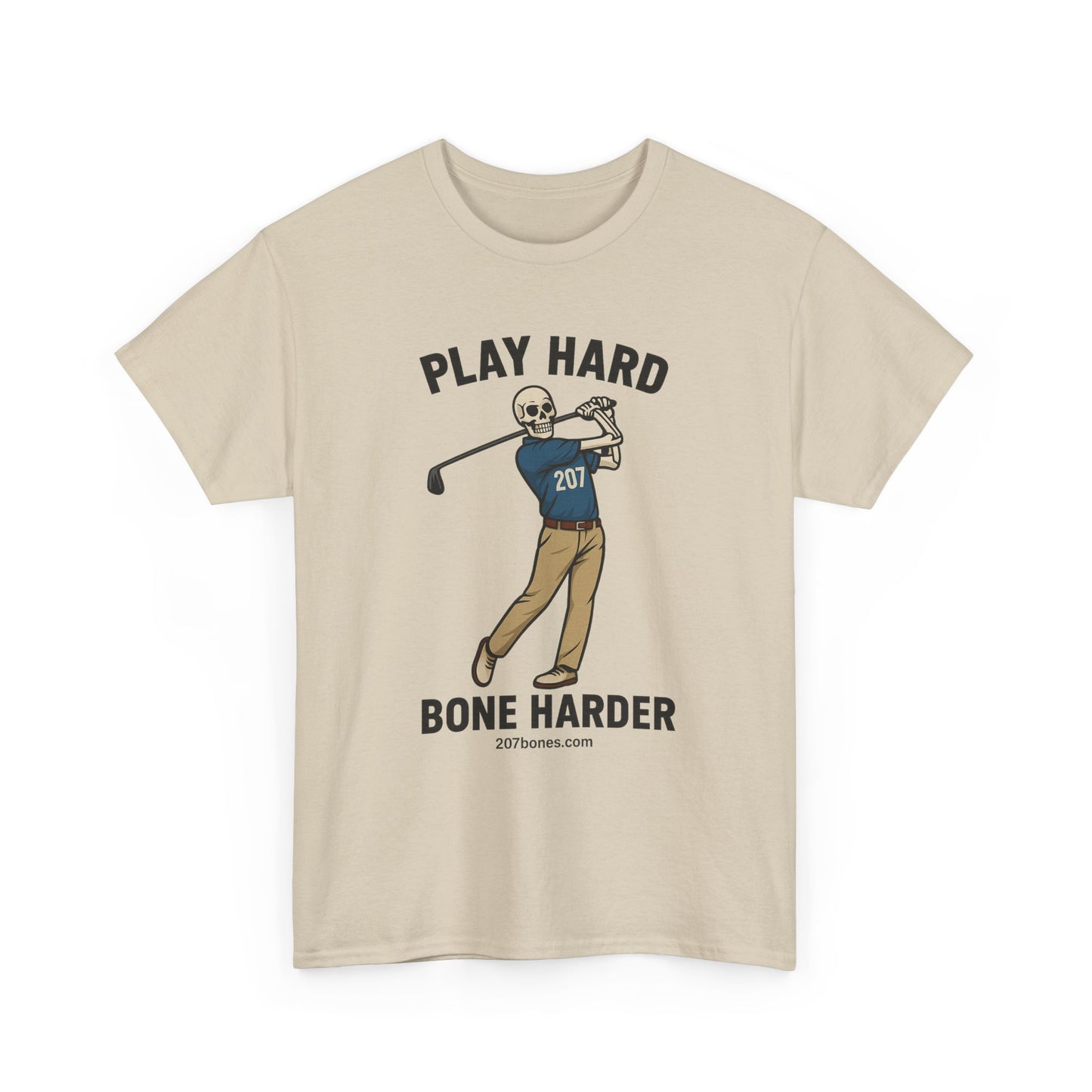 Play Hard Bone Harder Unisex Tee, Funny Golf Shirt, Sports T-Shirt, Gift for Golf Lovers, Casual Wear, Birthday Gift