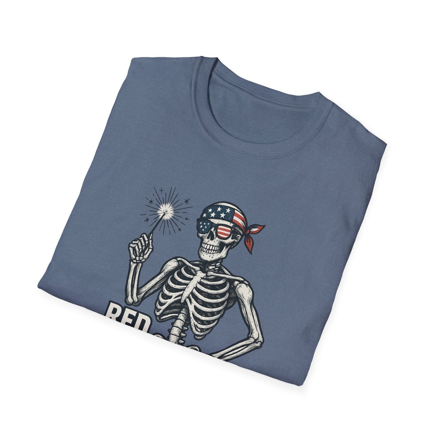 Patriotic Skeleton T-Shirt, Red White and Bone Shirt, Unisex Halloween Tee, Independence Day Gift, Fun Casual Apparel