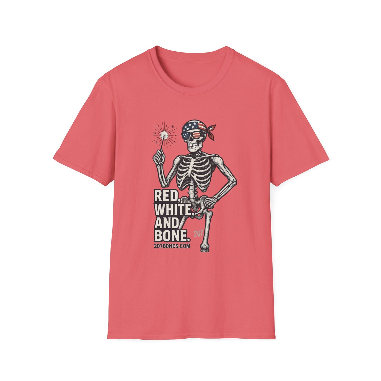 Patriotic Skeleton T-Shirt, Red White and Bone Shirt, Unisex Halloween Tee, Independence Day Gift, Fun Casual Apparel