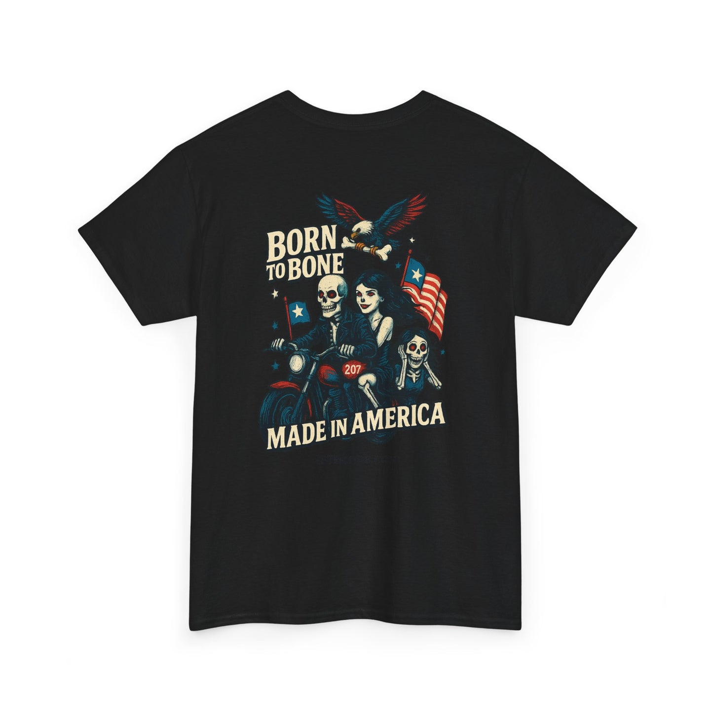 Patriotic Graphic Tee - Born to Bone, Unisex Heavy Cotton T-Shirt, Perfect for BBQs, Independence Day, and Casual Outings