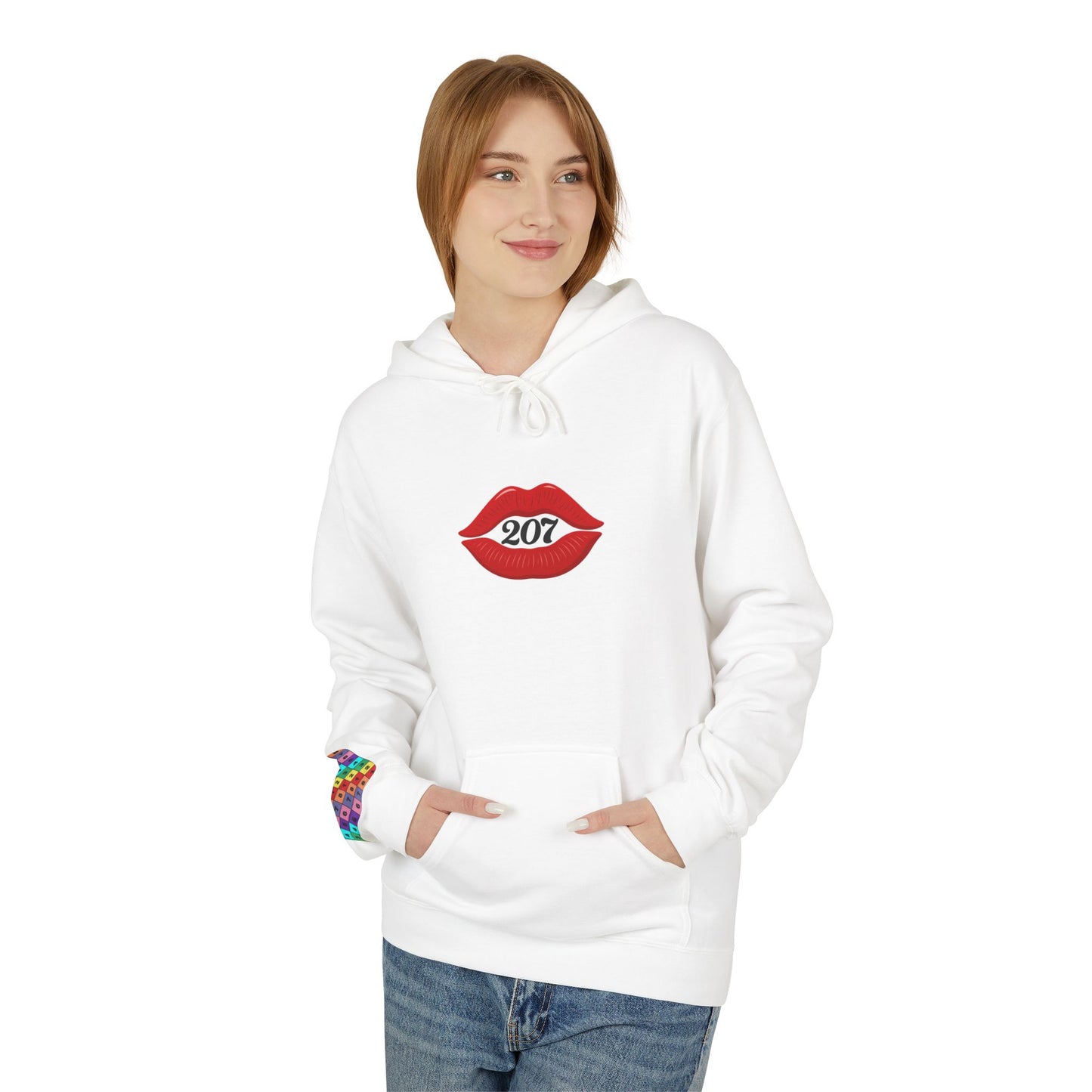 Kiss & Skull Graphic Fleece Hoodie - Trendy Unisex Sweatshirt for Casual Wear, Halloween, Party, Street Style, Gifts