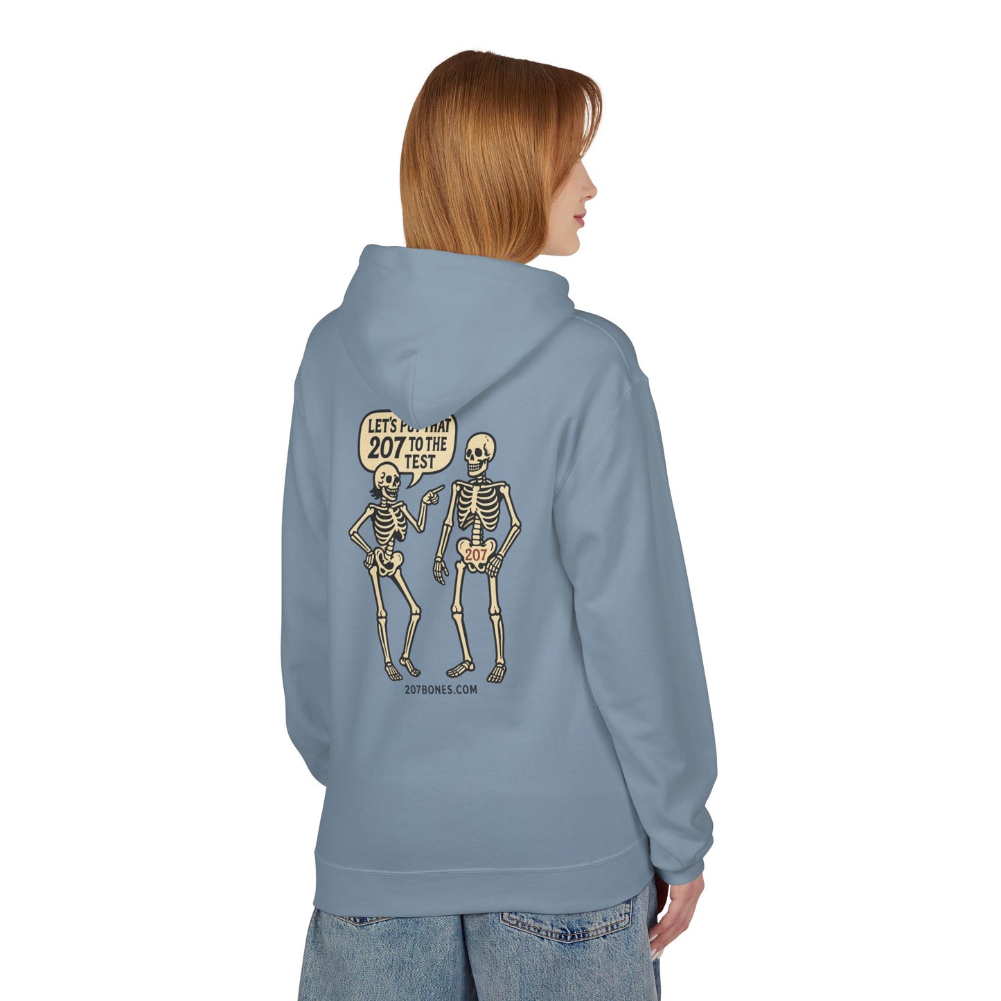 Whimsical Skeleton Humor Hoodie, Trendy Unisex Fleece Sweater for Halloween, Cozy Casual Wear, Perfect Gift for Friends, Fun Everyday Style