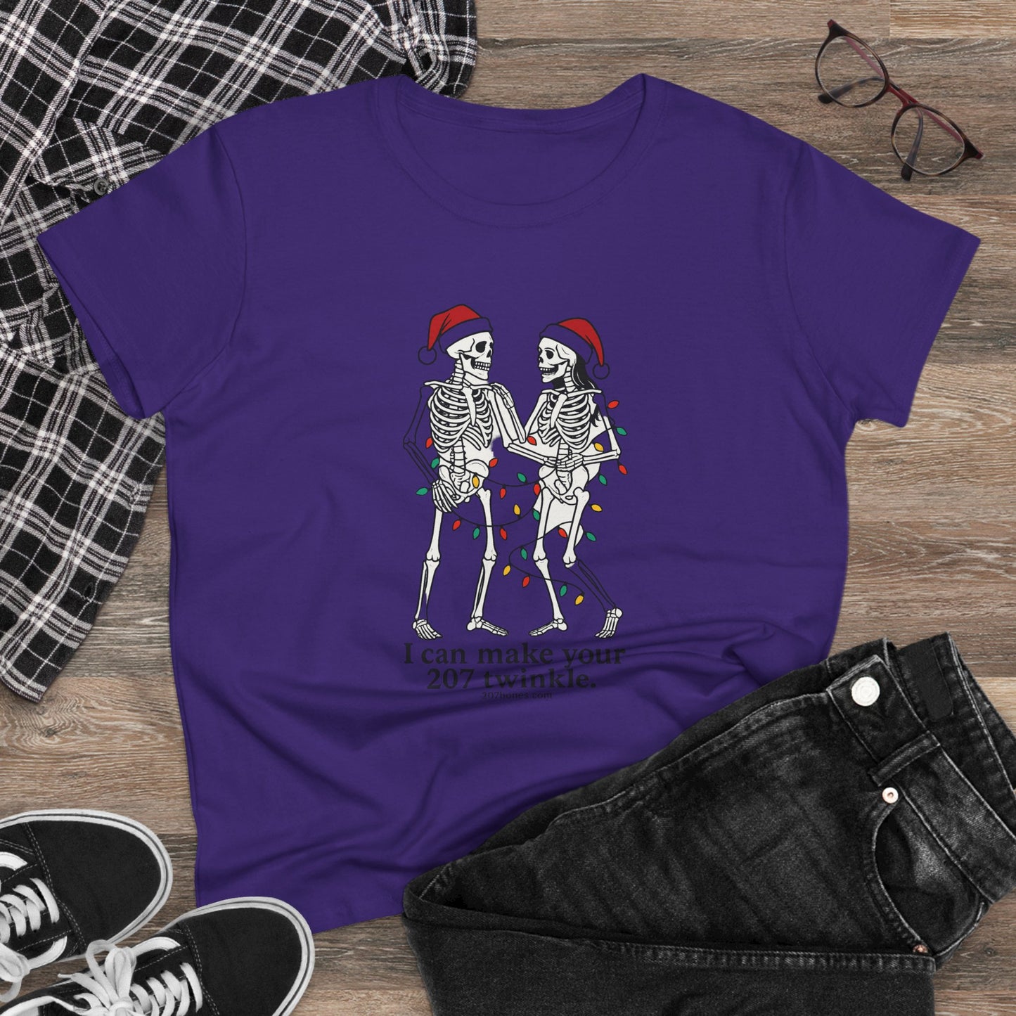 Cute Skeleton Christmas Tee, Funny Holiday Shirt, Gift for Halloween Lovers, Festive Everyday Wear, Unique Seasonal Apparel