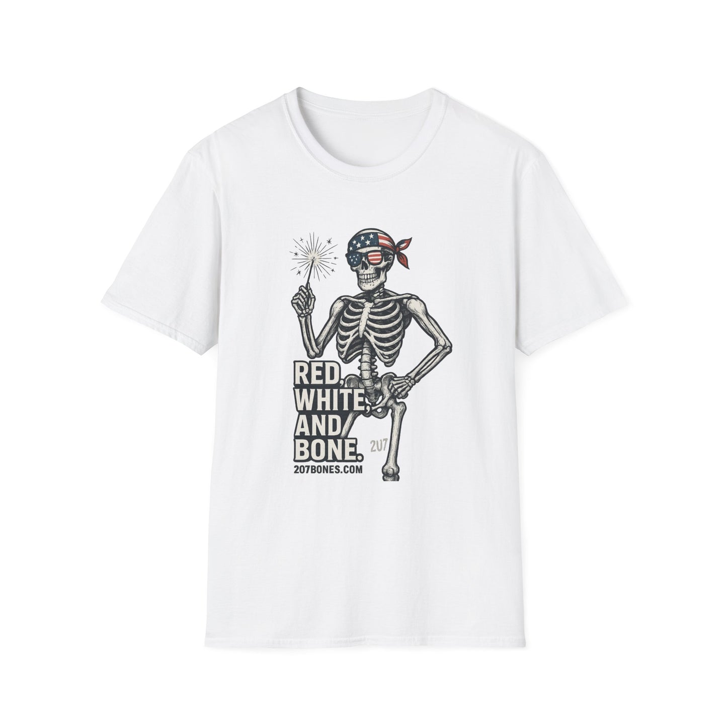 Patriotic Skeleton T-Shirt, Red White and Bone Shirt, Unisex Halloween Tee, Independence Day Gift, Fun Casual Apparel