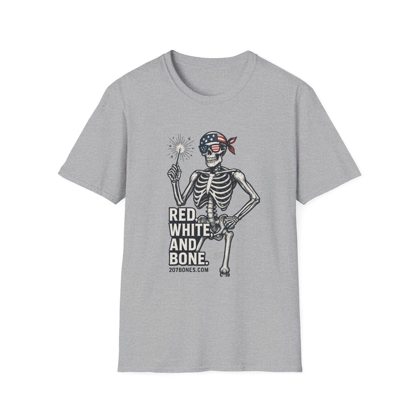 Patriotic Skeleton T-Shirt, Red White and Bone Shirt, Unisex Halloween Tee, Independence Day Gift, Fun Casual Apparel