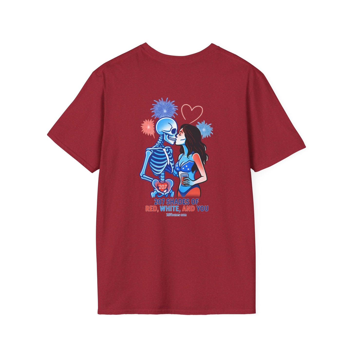 Romantic Unisex T-Shirt with Skeleton and Lips Design, Fun Couples Tee, Date Night Outfit, Halloween Costume, Unique Gift