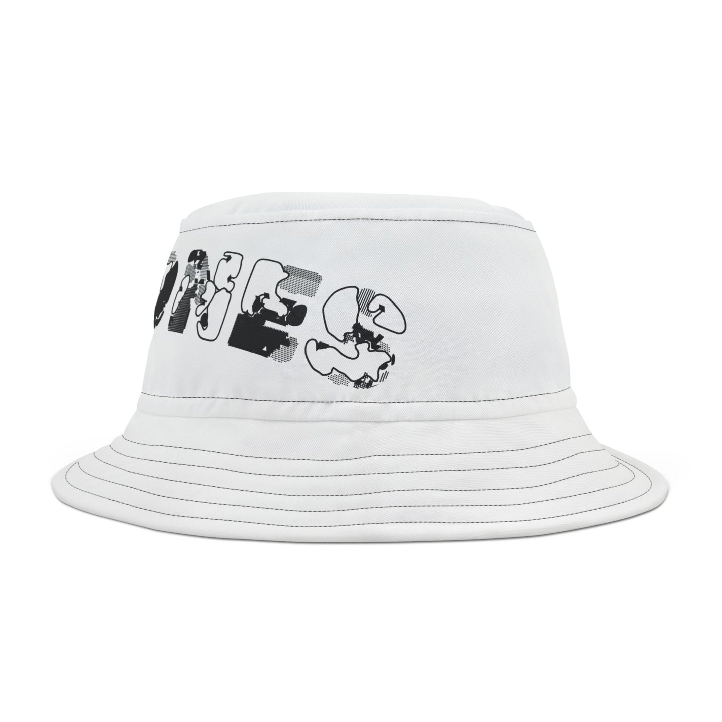 Stylish Bucket Hat, Beach Hat, Unisex Hat with print on front and top