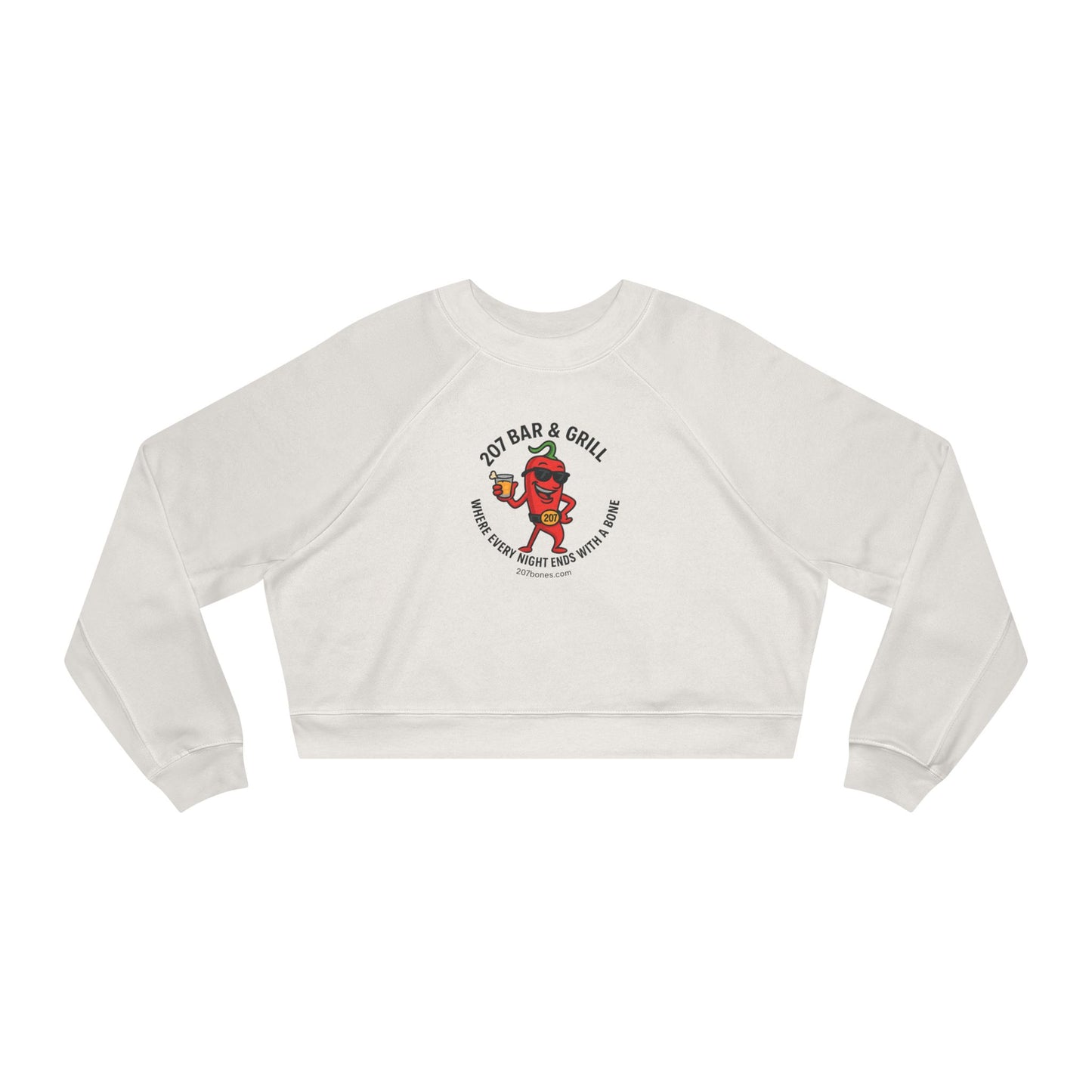 Cute Fleece Pullover, Women's Cropped Sweatshirt, Cozy Casual Top, Fun Bar & Grill Merch, Perfect Gift for Foodies, Trendy Winter Style