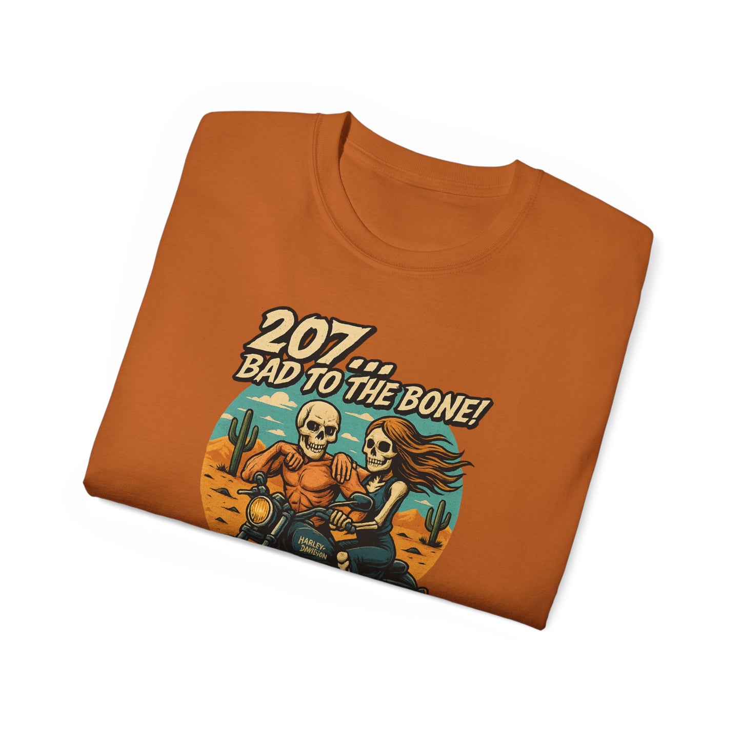 Bad to the Bone Unisex Cotton Tee, Vintage Motorcycle Shirt, Biker Gift, Skull Art Tee, Casual Wear, Unisex Graphic T-Shirt