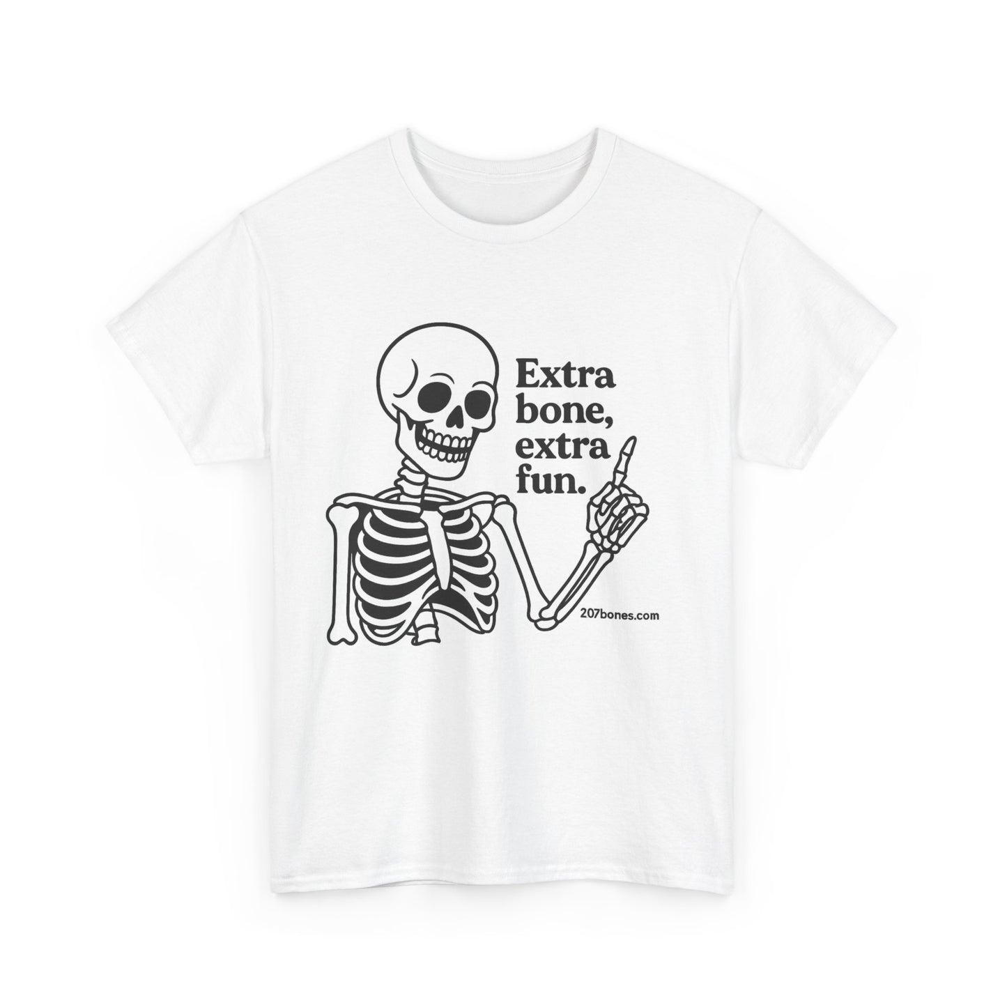 Extra Bone Extra Fun Skeleton Tee, Halloween T-Shirt, Funny Unisex Shirt, Spooky Gift, Graphic T-Shirt for Parties