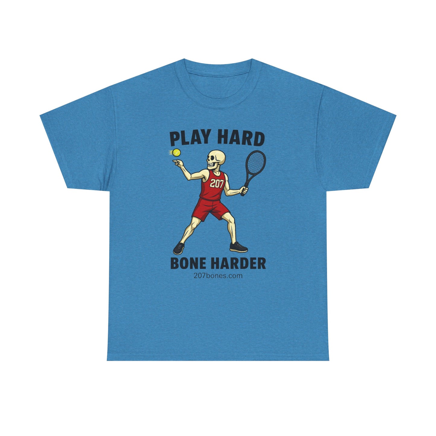Play Hard Bone Harder Unisex Heavy Cotton Tee, Funny Sports Tee, Playful Gift for Athletes, Summer Casual Wear, Unique Workout Shirt