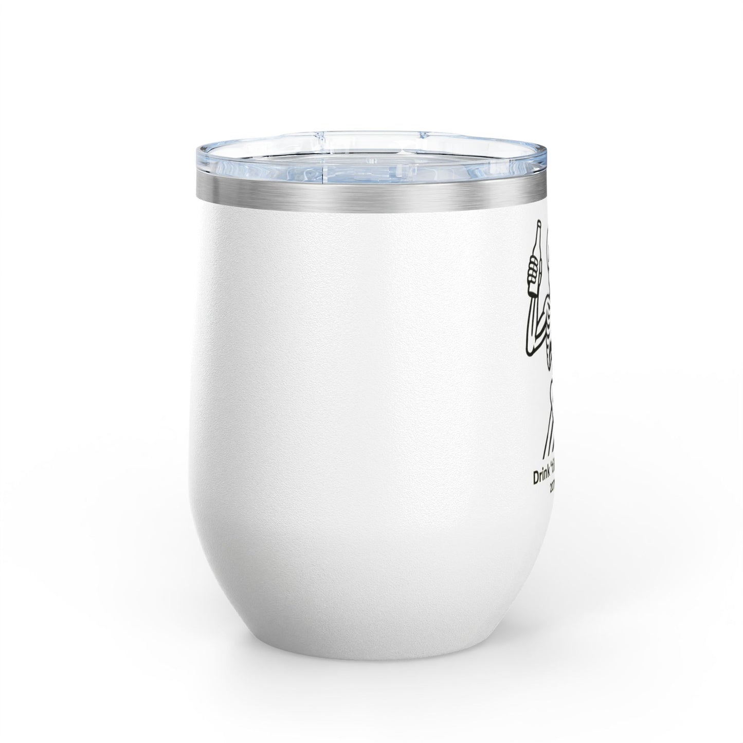 Fun Skeleton Wine Tumbler, 12oz - Drink 'til You See 207 - Perfect for Halloween Parties, Wine Lovers, Gifts for Friends, Unique Drinkware