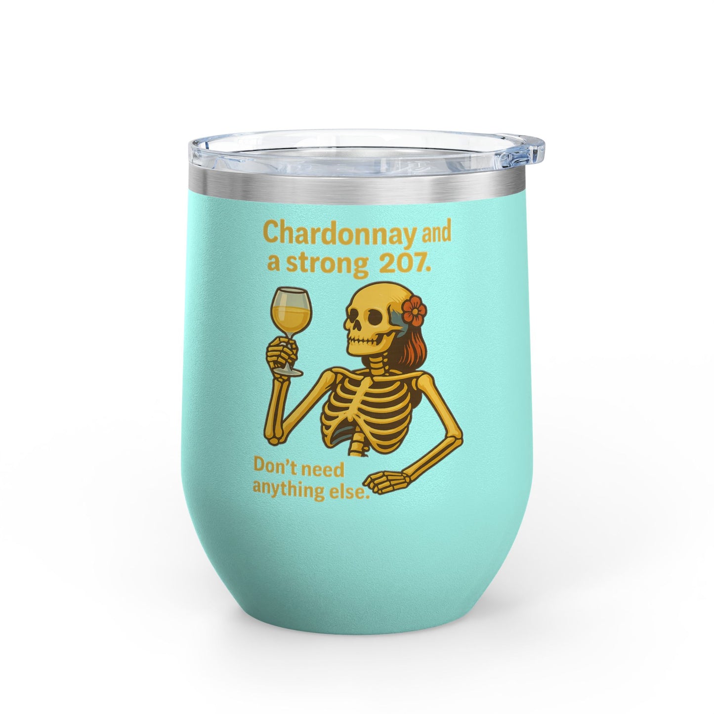 Chardonnay Skeleton Wine Tumbler, Fun Gift for Wine Lovers, Perfect for Parties, Outdoor Events, Drinkware for Celebrations