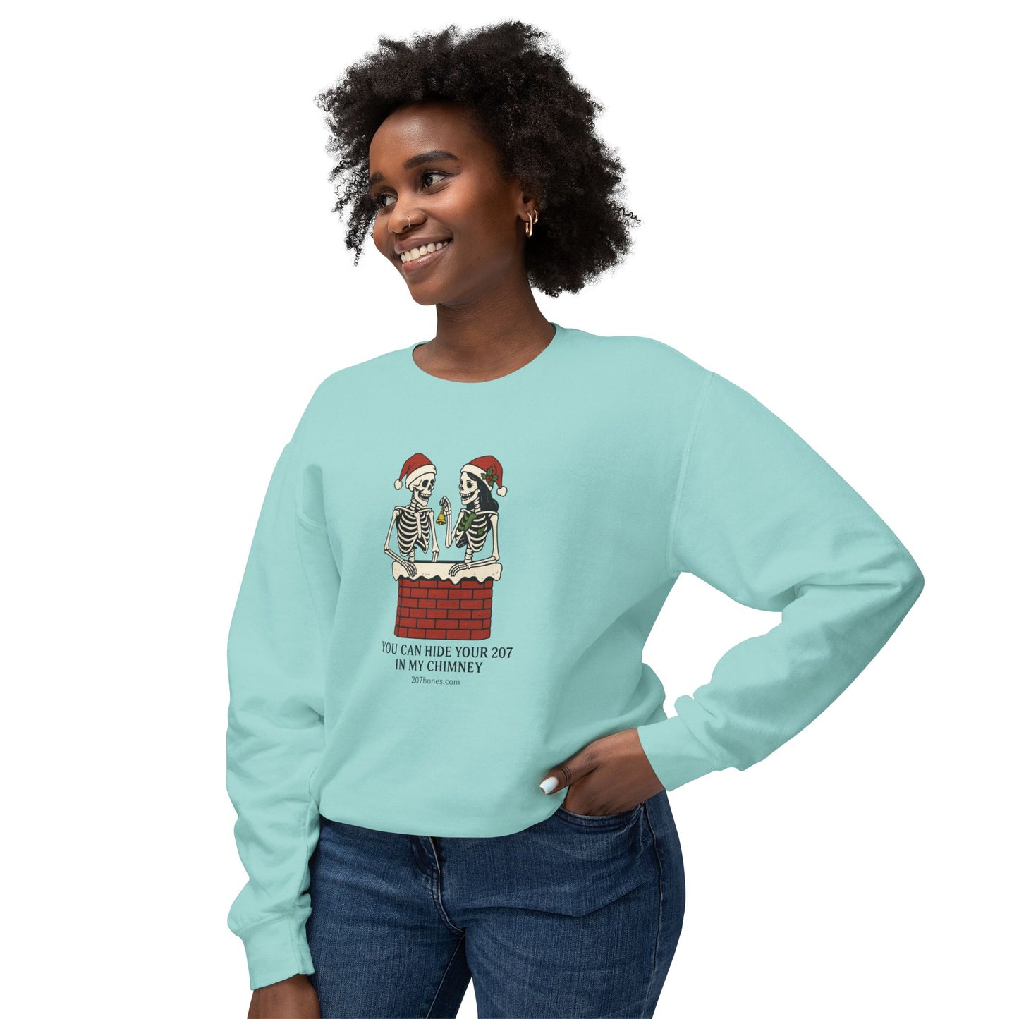 Fun Holiday Skeleton Sweatshirt, Unisex Crewneck, Christmas Humor, Cozy Gift for Friends, Halloween Vibe, Festive Apparel