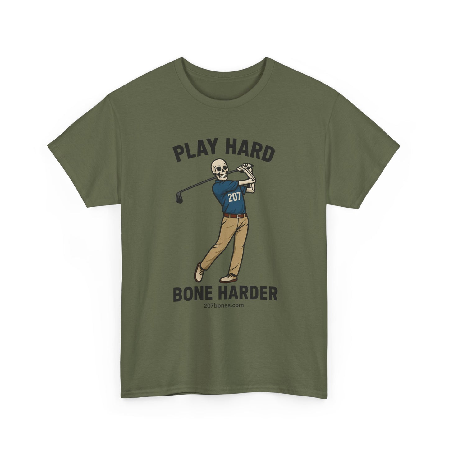 Play Hard Bone Harder Unisex Tee, Funny Golf Shirt, Sports T-Shirt, Gift for Golf Lovers, Casual Wear, Birthday Gift