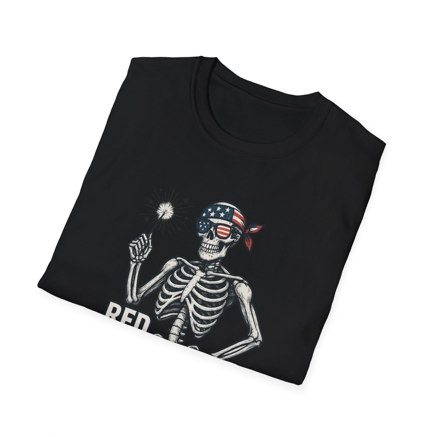 Patriotic Skeleton T-Shirt, Red White and Bone Shirt, Unisex Halloween Tee, Independence Day Gift, Fun Casual Apparel