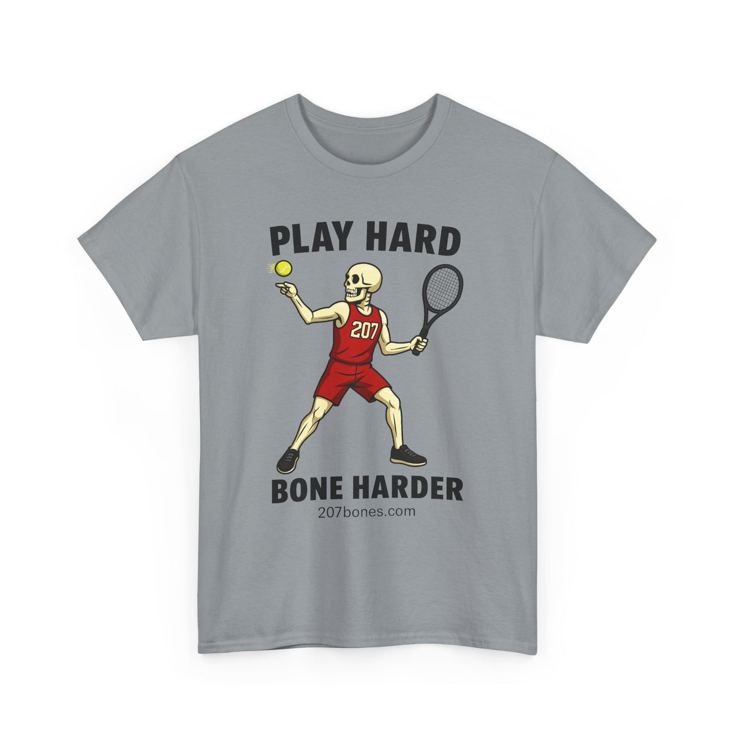 Play Hard Bone Harder Unisex Heavy Cotton Tee, Funny Sports Tee, Playful Gift for Athletes, Summer Casual Wear, Unique Workout Shirt