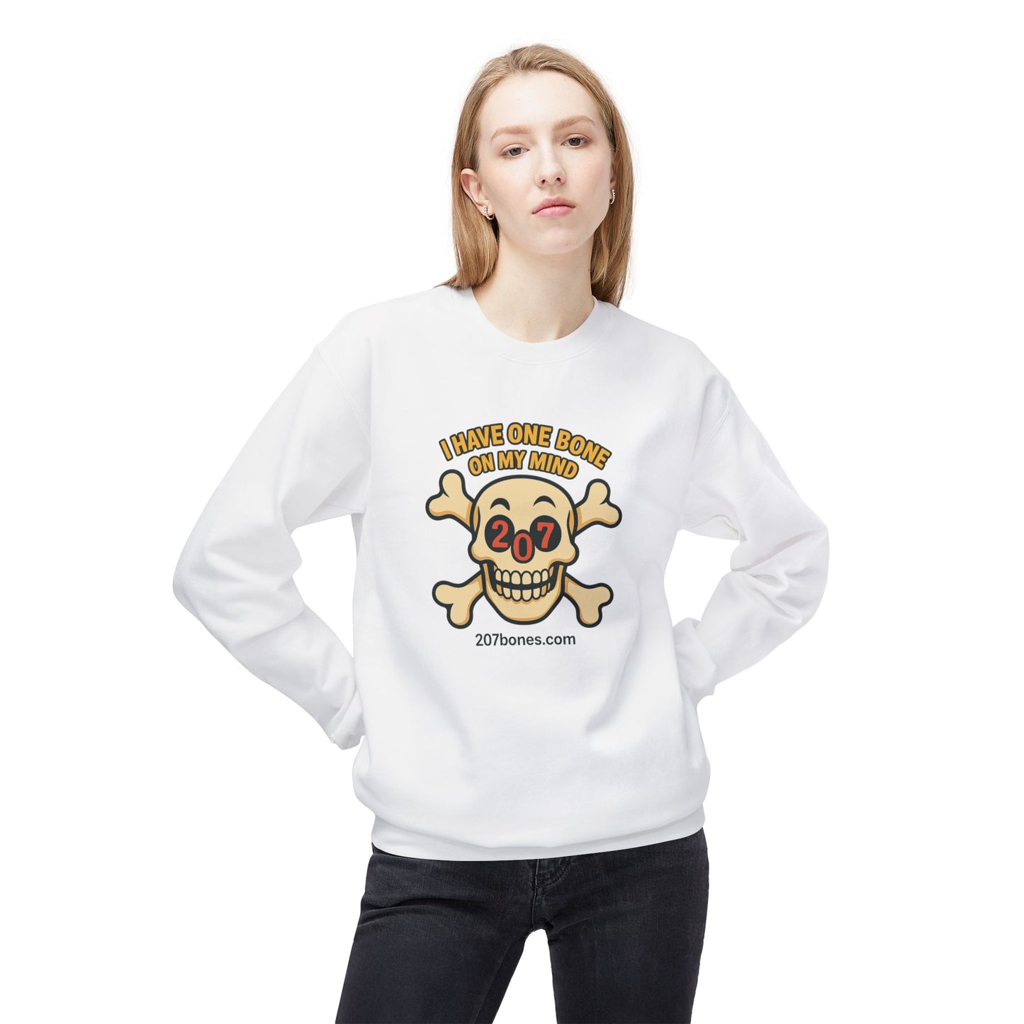 Bone-themed Unisex Sweatshirt, Cozy Crewneck for Dog Lovers, Fun Gift for Halloween, Pet Owners, Casual Wear, Relaxed Fit