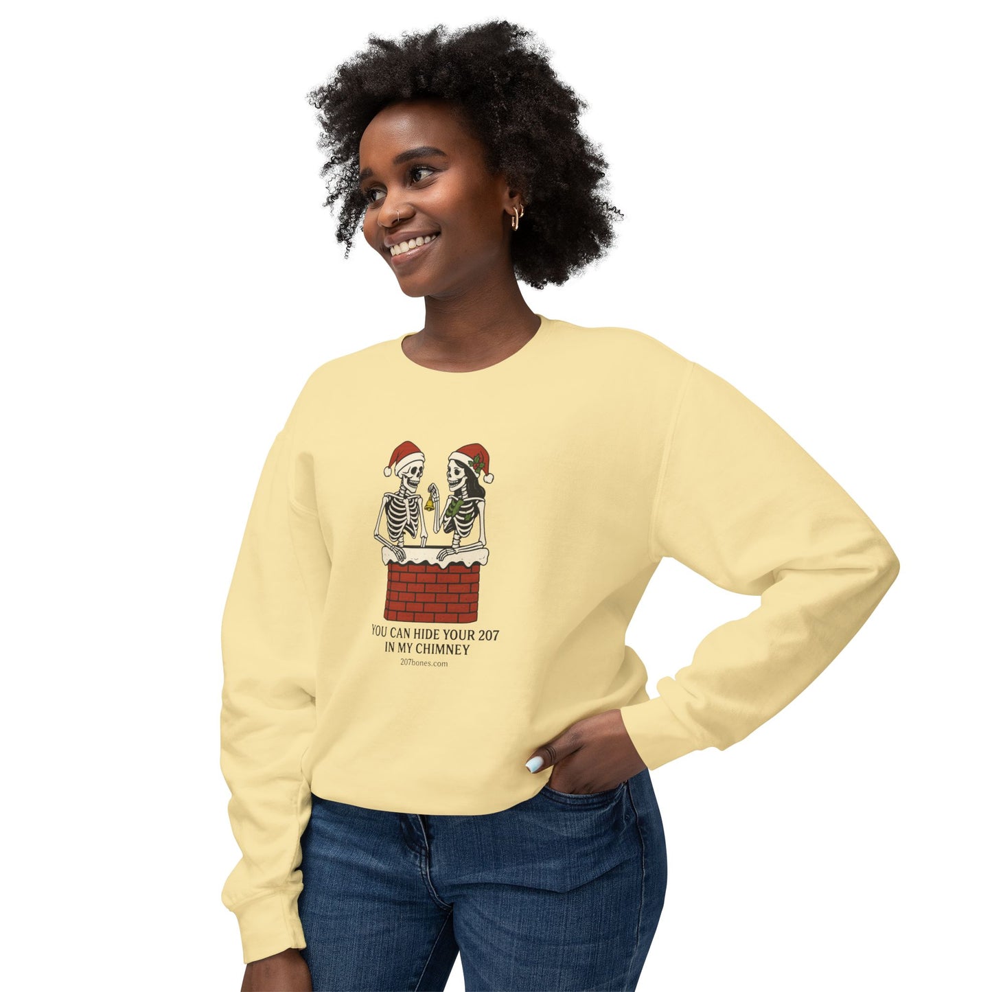 Fun Holiday Skeleton Sweatshirt, Unisex Crewneck, Christmas Humor, Cozy Gift for Friends, Halloween Vibe, Festive Apparel