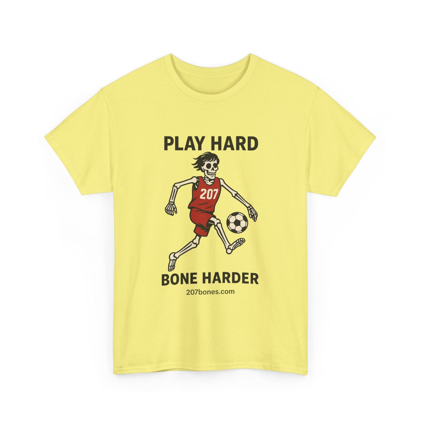 Play Hard Bone Harder Unisex Tee, Fun Sports T-Shirt, Casual Athletic Wear, Gift for Soccer Fans, Youth & Adult