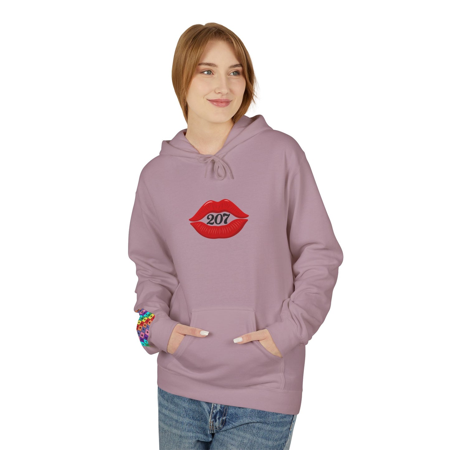 Kiss & Skull Graphic Fleece Hoodie - Trendy Unisex Sweatshirt for Casual Wear, Halloween, Party, Street Style, Gifts