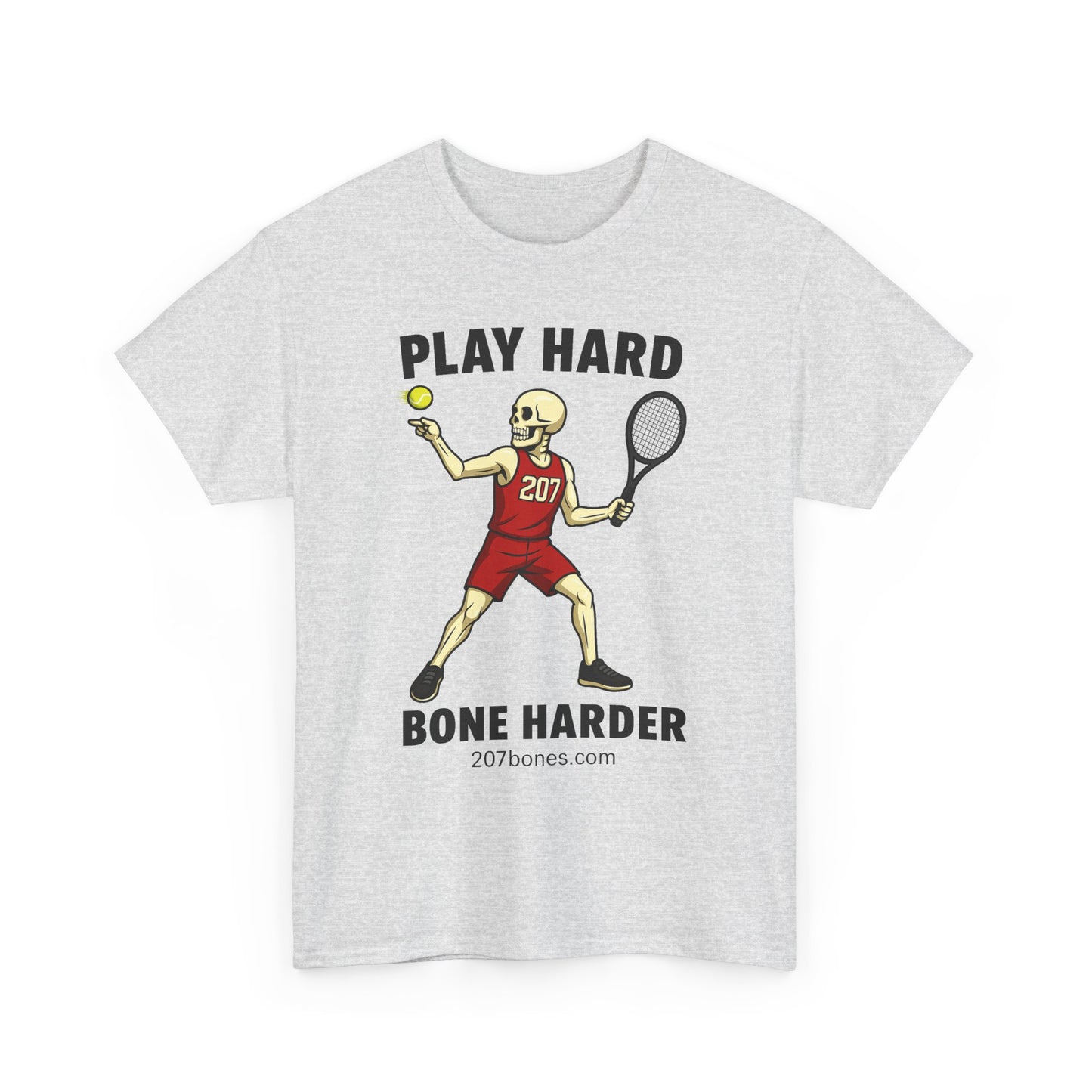 Play Hard Bone Harder Unisex Heavy Cotton Tee, Funny Sports Tee, Playful Gift for Athletes, Summer Casual Wear, Unique Workout Shirt