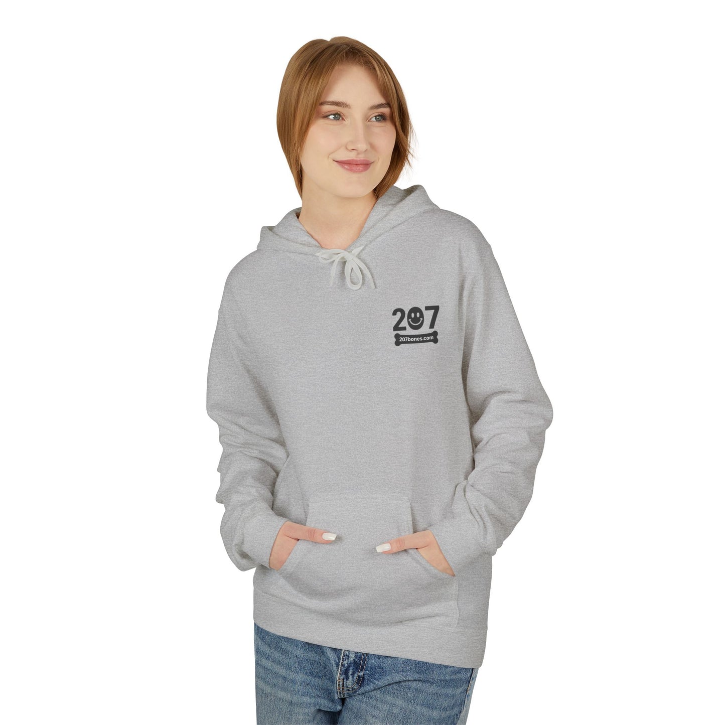 207 Bar & Grill Skeleton Hoodie, Softstyle Midweight Fleece, Unisex Pullover, Fun Gift for Halloween, Cozy Lounge Wear