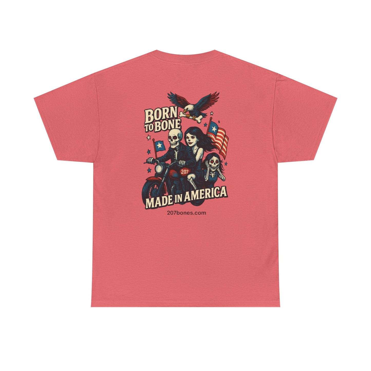 Patriotic Graphic Tee - Born to Bone, Unisex Heavy Cotton T-Shirt, Perfect for BBQs, Independence Day, and Casual Outings