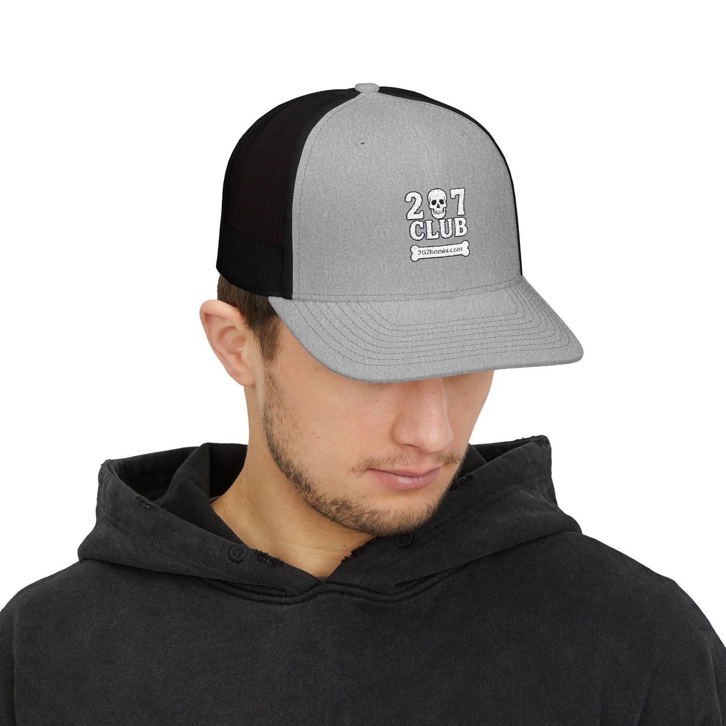 Skull Club Snapback Cap, Trendy Trucker Hat, Outdoor Adventure Gear, Casual Streetwear, Gothic Style Accessory