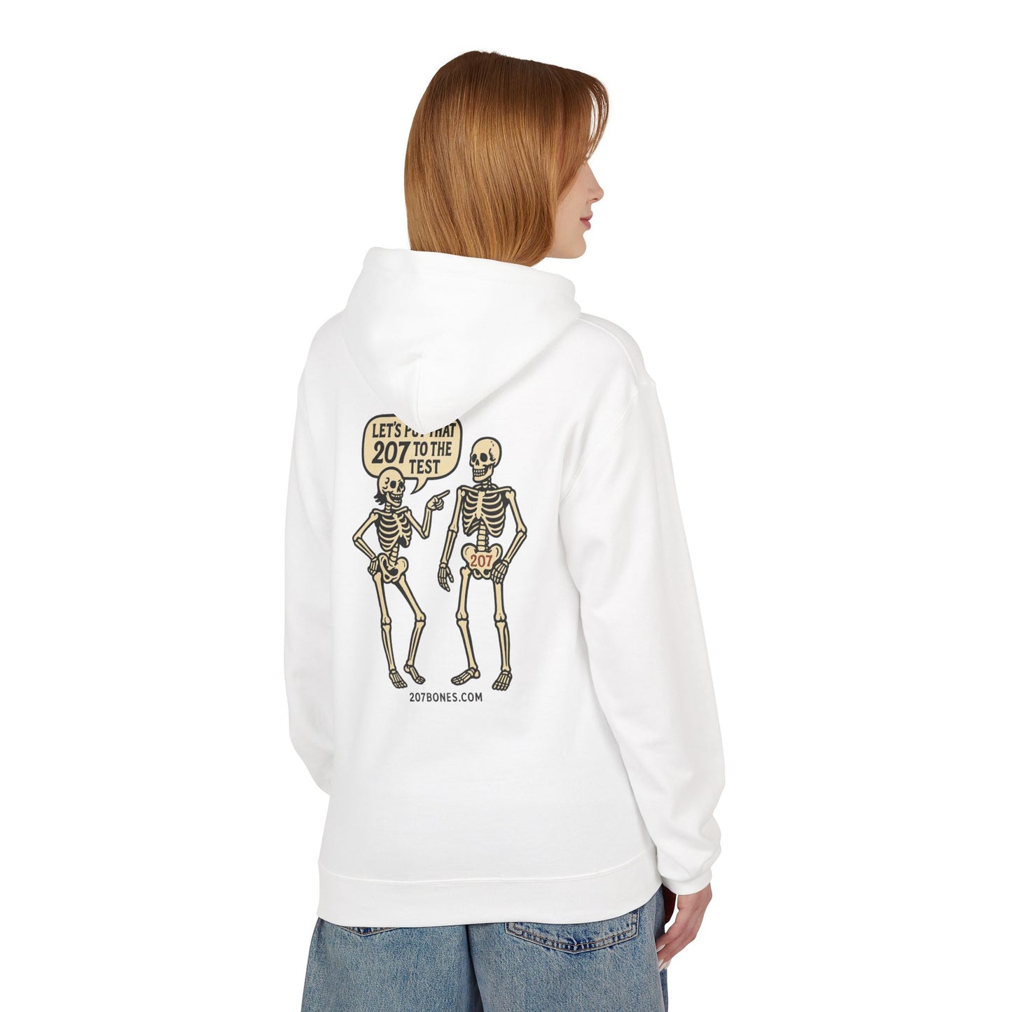 Whimsical Skeleton Humor Hoodie, Trendy Unisex Fleece Sweater for Halloween, Cozy Casual Wear, Perfect Gift for Friends, Fun Everyday Style