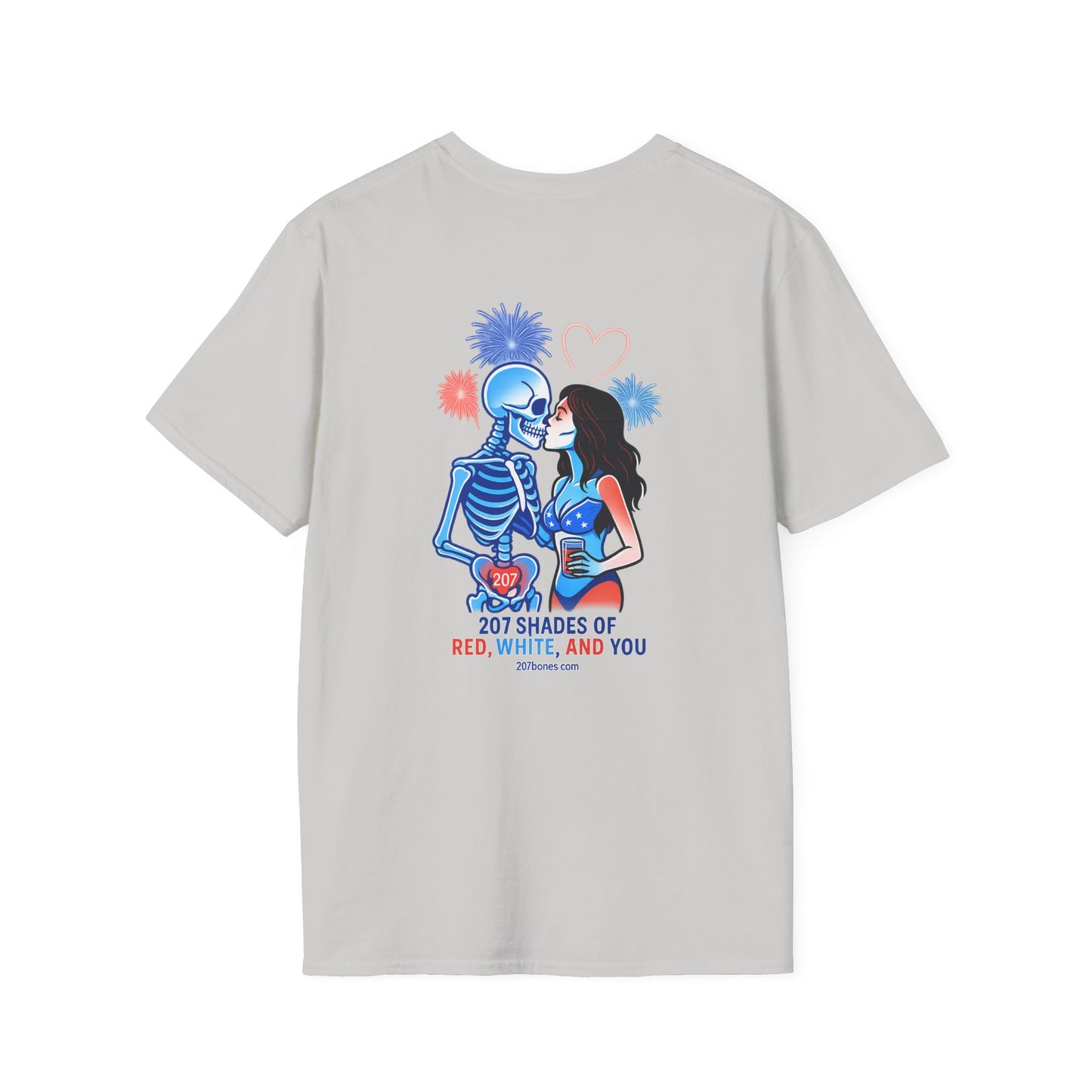 Romantic Unisex T-Shirt with Skeleton and Lips Design, Fun Couples Tee, Date Night Outfit, Halloween Costume, Unique Gift